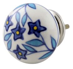 Blue Star Ceramic Floral Drawer Knob